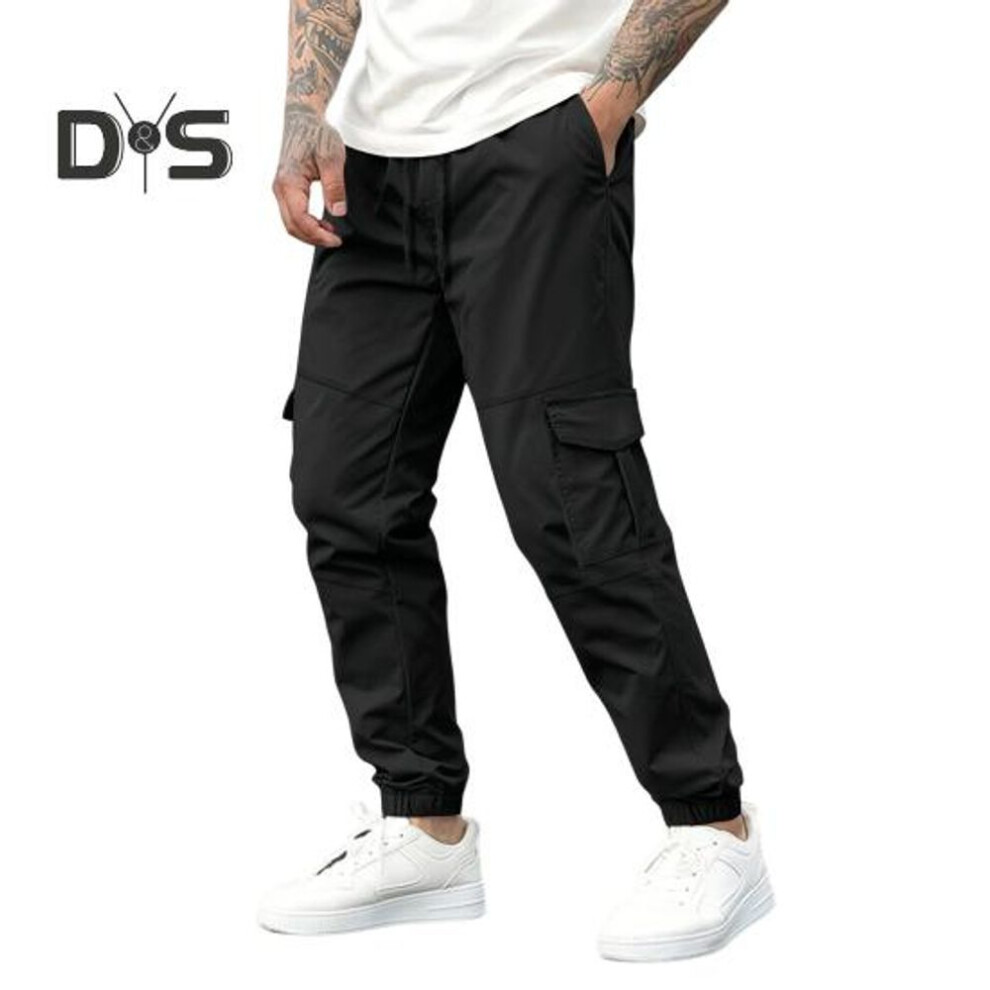 (black, XL) Men's Casual Joggers Drawstring Workout Pants With Pockets Outdoor Jogging Slim Trousers For Summer Running Hiking