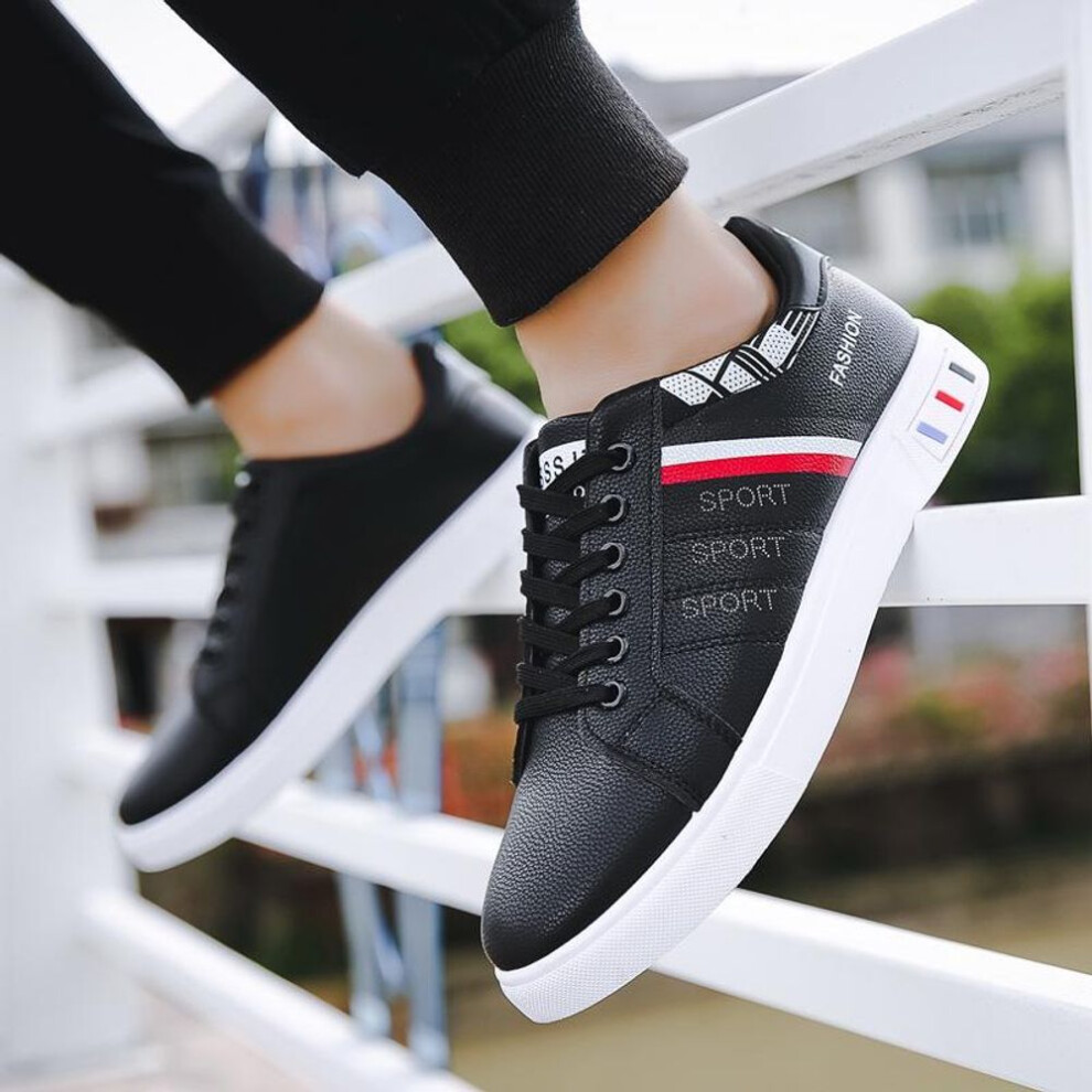 (black, 44) Men's Korean Style Trendy White Spring Sneakers: Versatile Casual Sports Shoes For Students