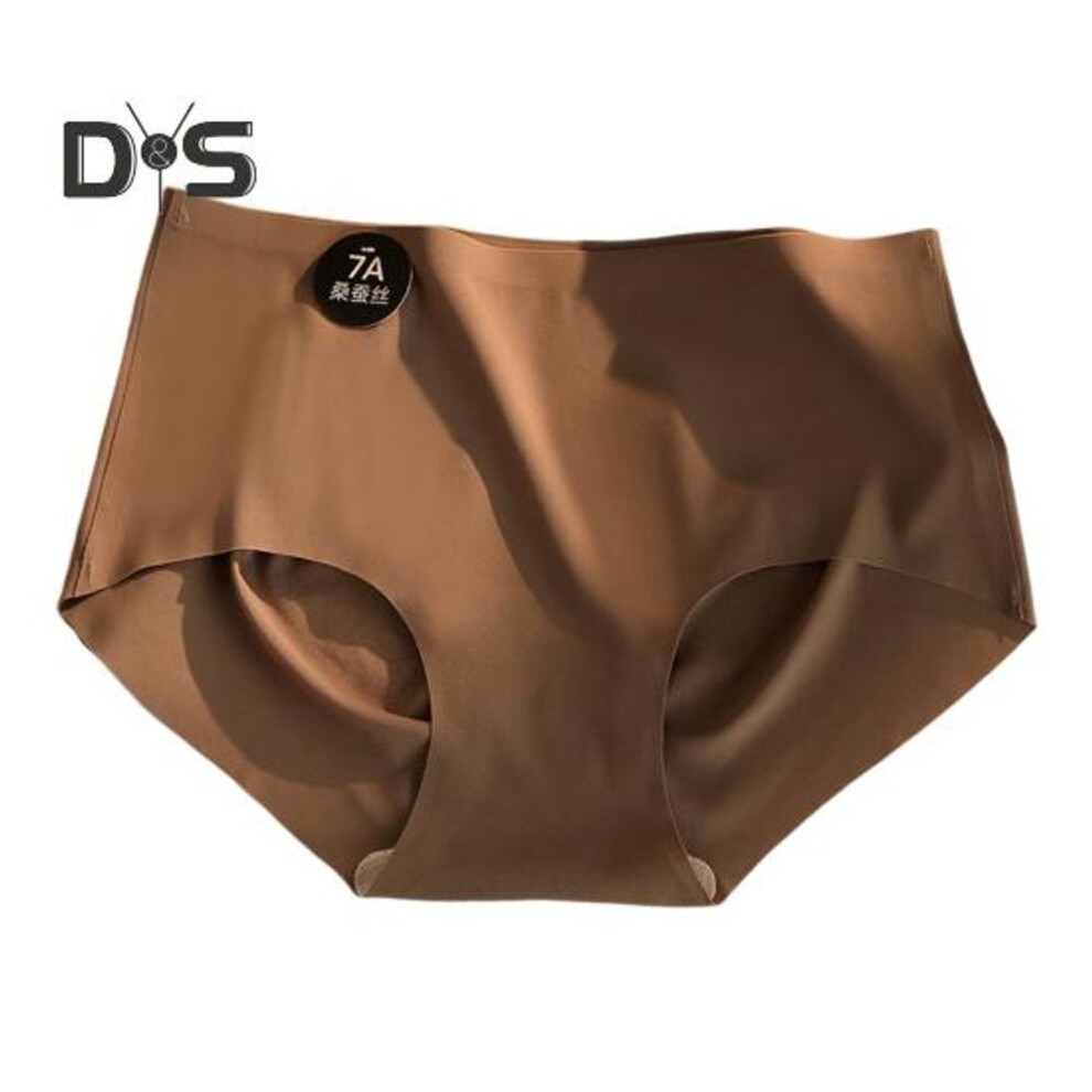 (coffee, XL) Women Panties Seamless Mid Waist Plus Size Ice Silk Tummy Control Good Breathability Solid Color Slim Fit Thin Quick Dry Casual Sport Underpants Lady