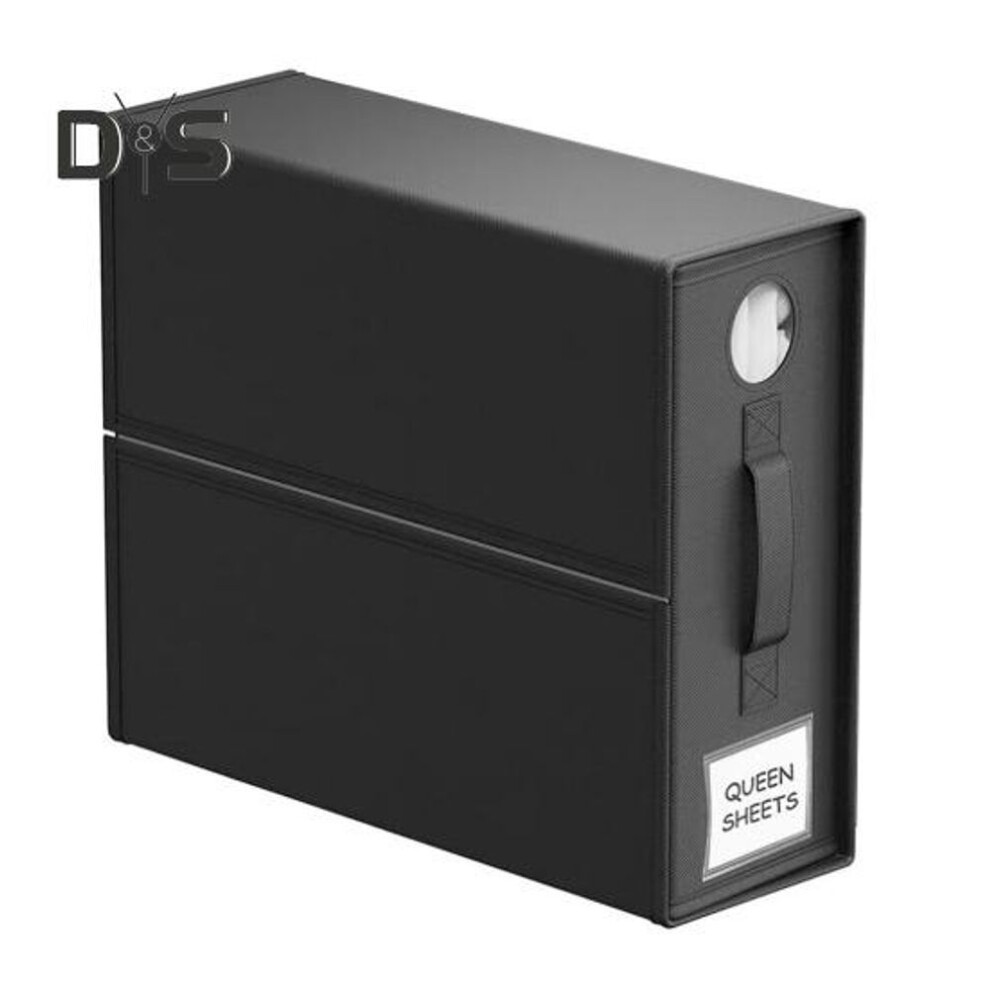 (black) Bed Sheet Storage Box Organizer With Reinforced Handles Zipper Design Dust-proof Bedroom Bed Sheet Closet Organizer With Transparent Window