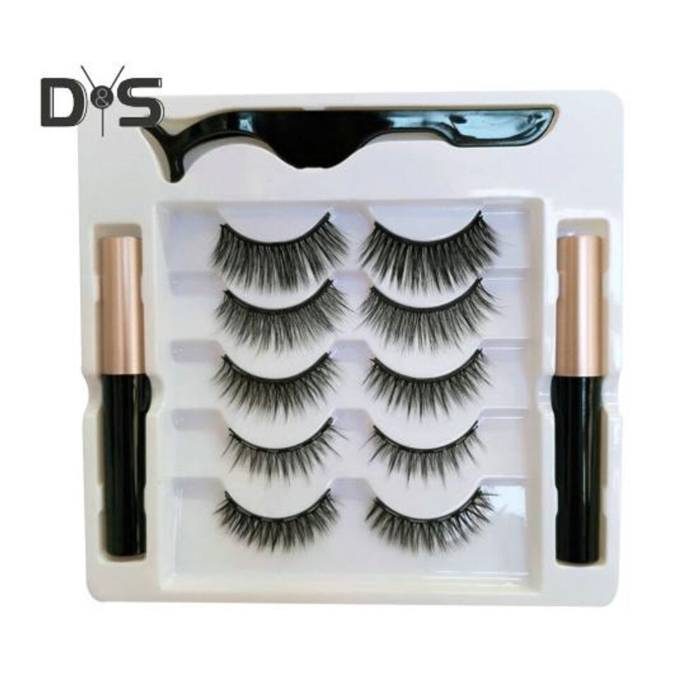 (as the picture, D) 1 Set Magnetic Eyelashes with Eyeliner Tweezer Natural Looking Magnetic Fake Lashes with Applicator Tool Women Girls Eye Makeup Tools
