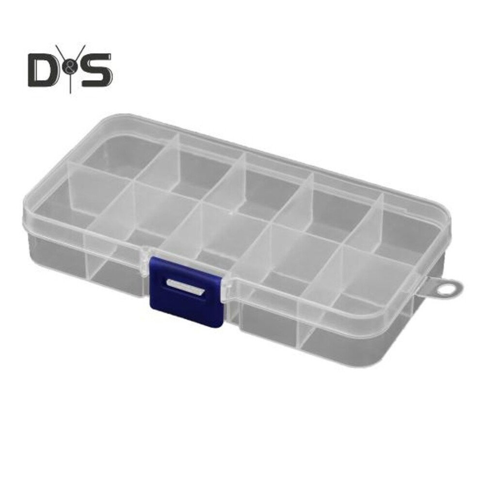 (blue) Fishing Tool Storage Box Bait Lure Organizer With 10 Compartments Large Capacity Impact Resistant Transparent Storage Case