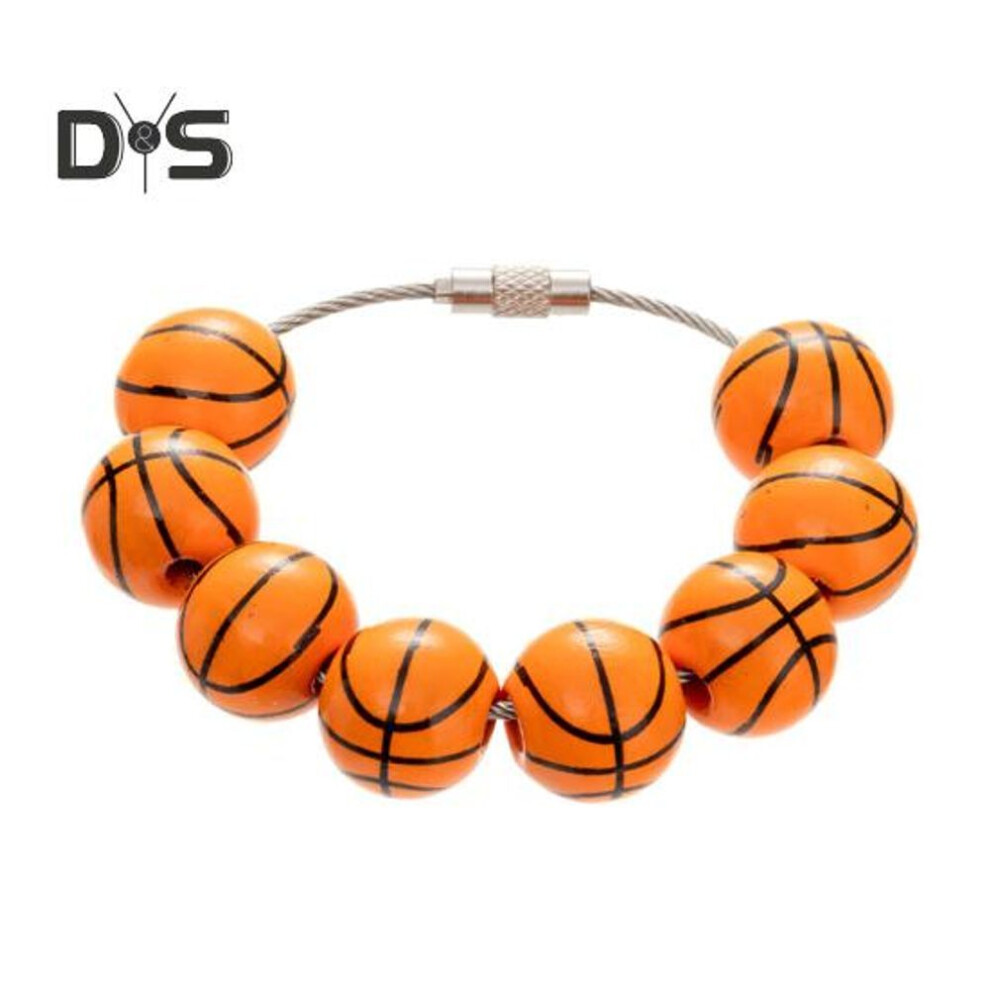 (as the picture, E) Beach Bag Hanging Ornament Mini Baseball Football Basketball Beads Sports For Bogg Bag Stainless Twisted Wire Secure Fit Connection Sport Fans