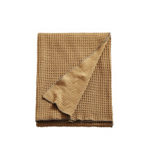 (Gravel Yellow) Solid Color 100% Cotton Waffle Throws For Home, Bedrooms, Outdoor Couch & Cozy Couch, Lightweight All Season Blanke