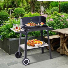 Outsunny Charcoal BBQ Grill Trolley Barbecue Patio Outdoor Garden Heating Smoker