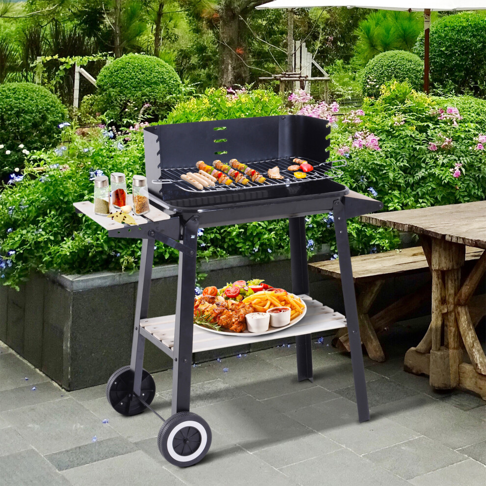 Outsunny Charcoal BBQ Grill Trolley Barbecue Patio Outdoor Garden Heating Smoker