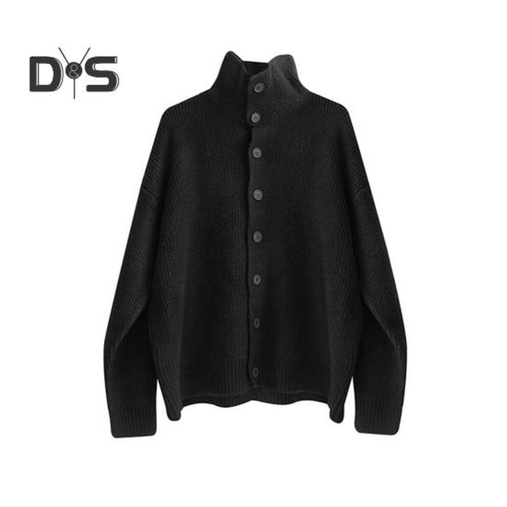 (black, M) Fall Winter Men Sweater Cardigan High Collar Neck Protection Knit Thick Elastic Long Sleeves Loose Warm Solid Color Knitwear Daily Wear Sweater Coat