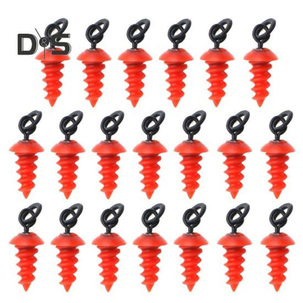 (red) 20pcs Carp Fishing Lure Screw With Swivel Heavy Duty Fishing Bait Holder Screw Freshwater Saltwater Outdoor Fishing Accessories