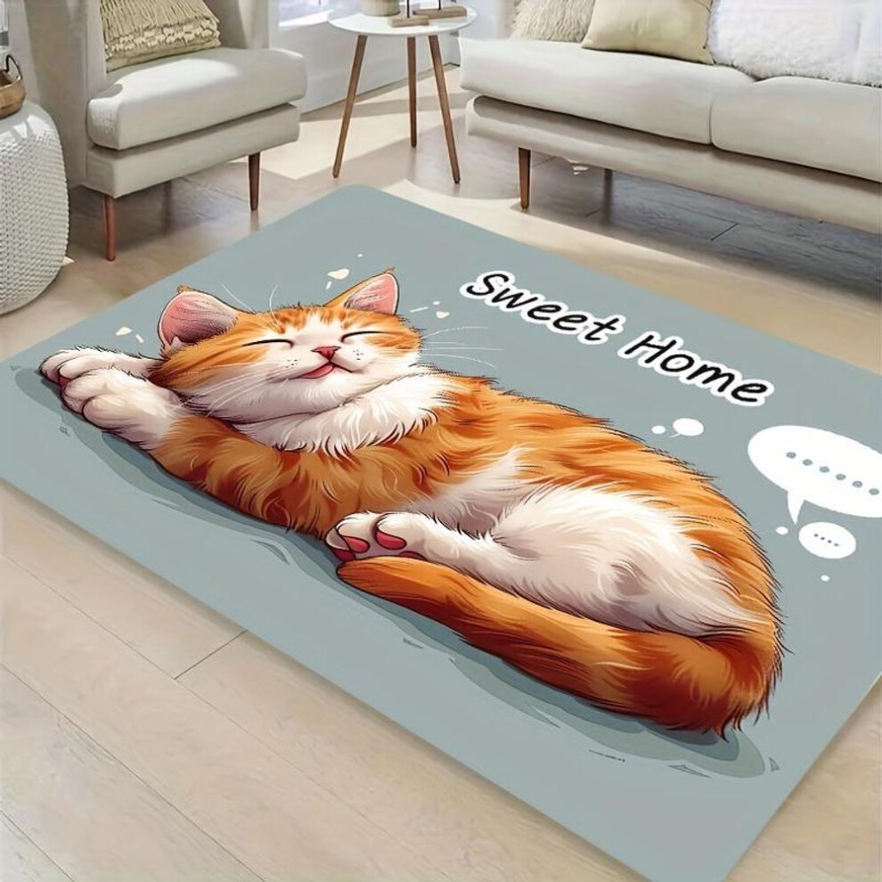 (80*120cm) 1pcs Anti Fatigue Kitchen Rugs, Cute Cat  Print Waterproof Non-slip Thick Cushioned Kitchen Mat Heavy Duty Comfort Standing Mat For Kitchen