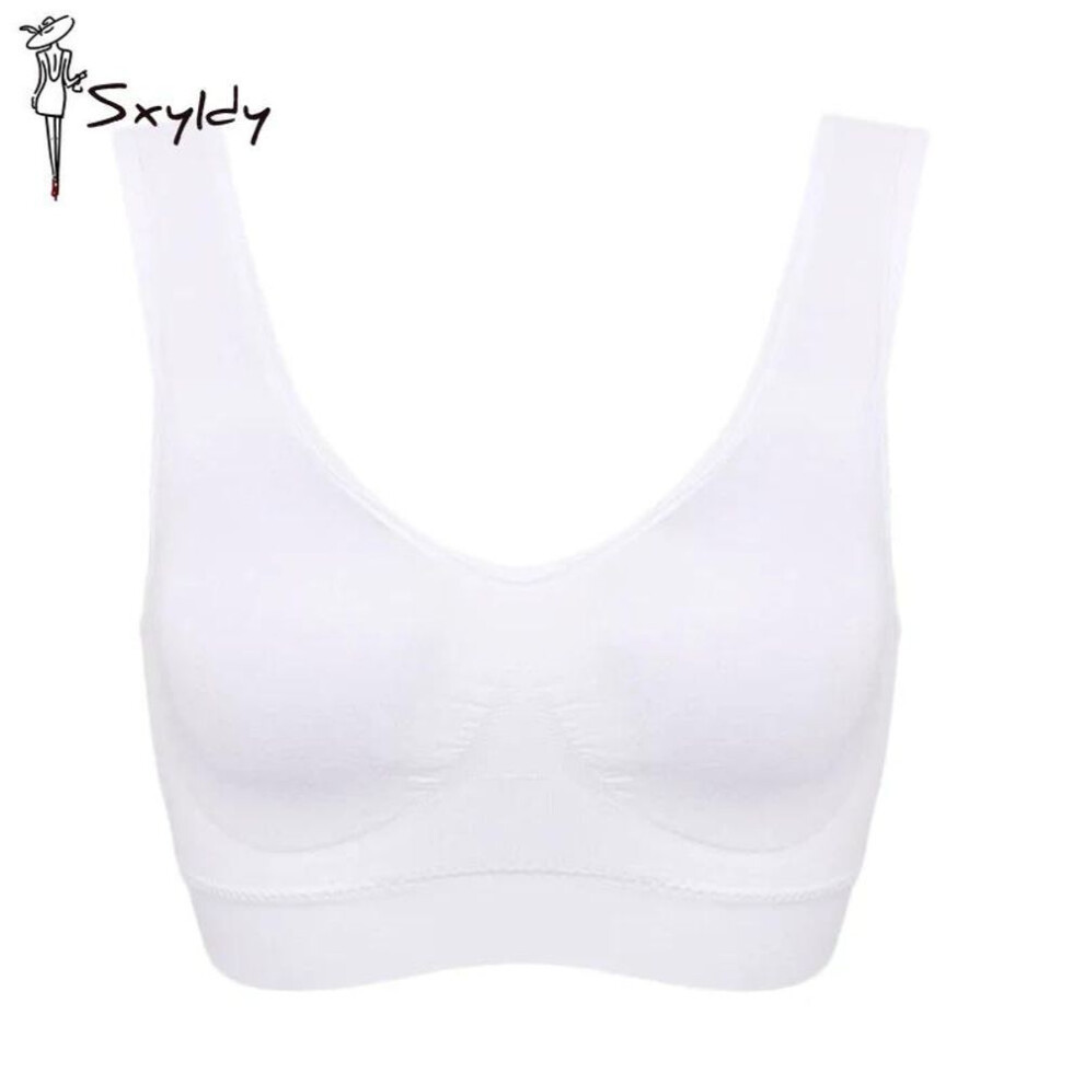 (white, L) Women Plus Size Sports Bra Seamless Wireless Comfortable Yoga Fitness Underwear Female Vest M-4XL