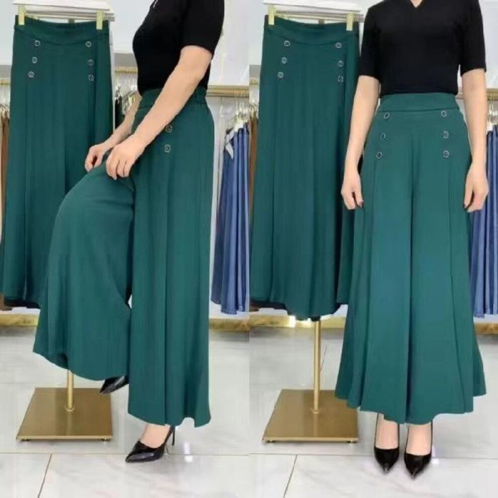 (green, 4XL) Women's Summer  Wide-leg Palazzo Pants - High-waisted Tummy Control Rayon Blend Culottes With Flow Draping, Resort To Street Beach Casual