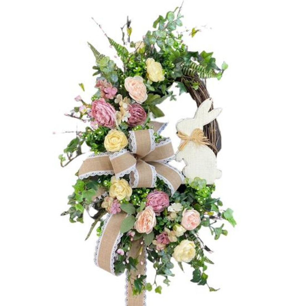 Lightweight Easter Wreath with Rabbit Practical Door Wall Hanging Bunny Garland Festival Cheerful Decor