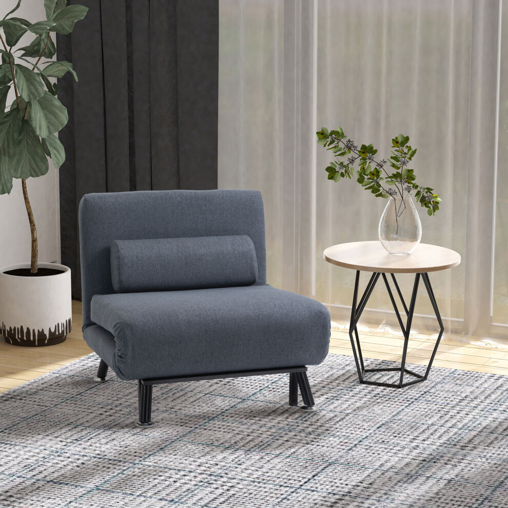 HOMCOM Folding 5 Position Convertible Sleeper Chair Sofa Bed Dark Grey