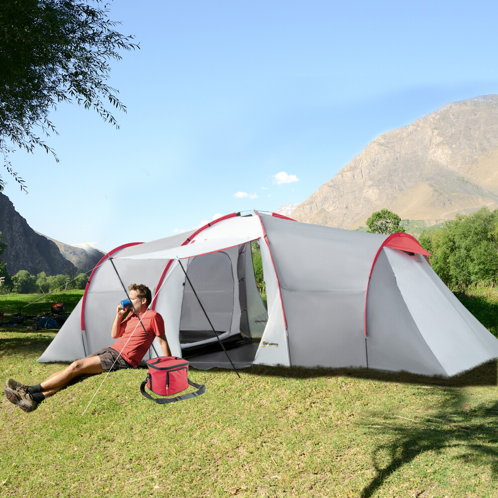 Outsunny 4-6 Person Camping Tent with 2 Bedroom, Living Area and Vestibule