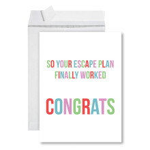 Andaz Press Funny Jumbo Retirement card With Envelope 85 x 11 inch, Farewell Office, So Your Escape Plan Finally Worked congrats 1-Pack, Includes Env