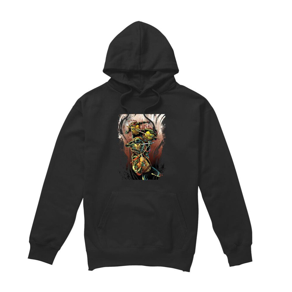 (L, Black) Teenage Mutant Ninja Turtles Mens Earthy Rainbow Warriors Hoodie