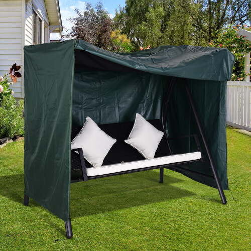 Outsunny 3-Seater Swing Chair Cover 84B-445, Green, UV-Resistant Oxford Fabric, Drawstring and Front Zip