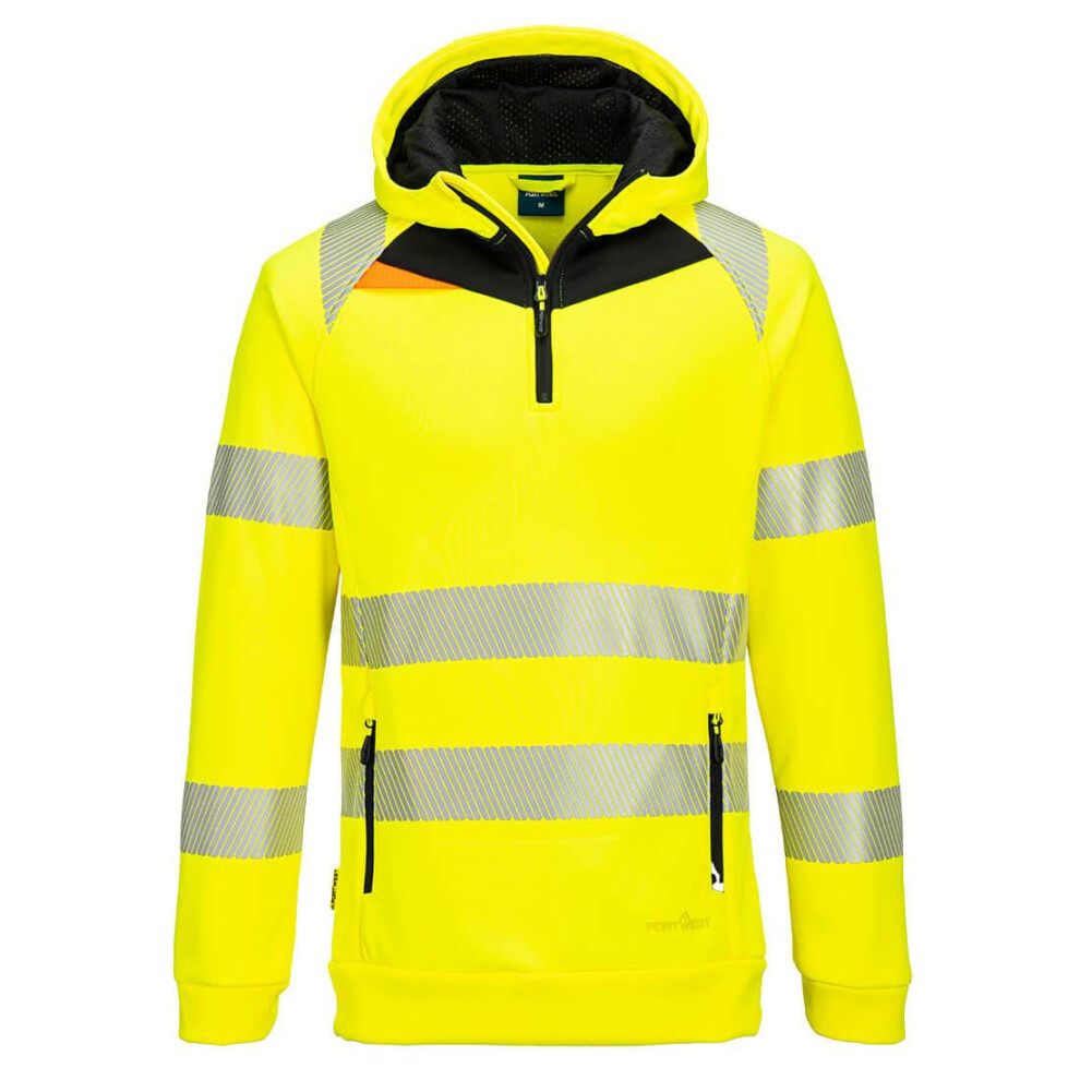 (M, Yellow/Black) Portwest Unisex Adult DX4 Hi-Vis Quarter Zip Hoodie