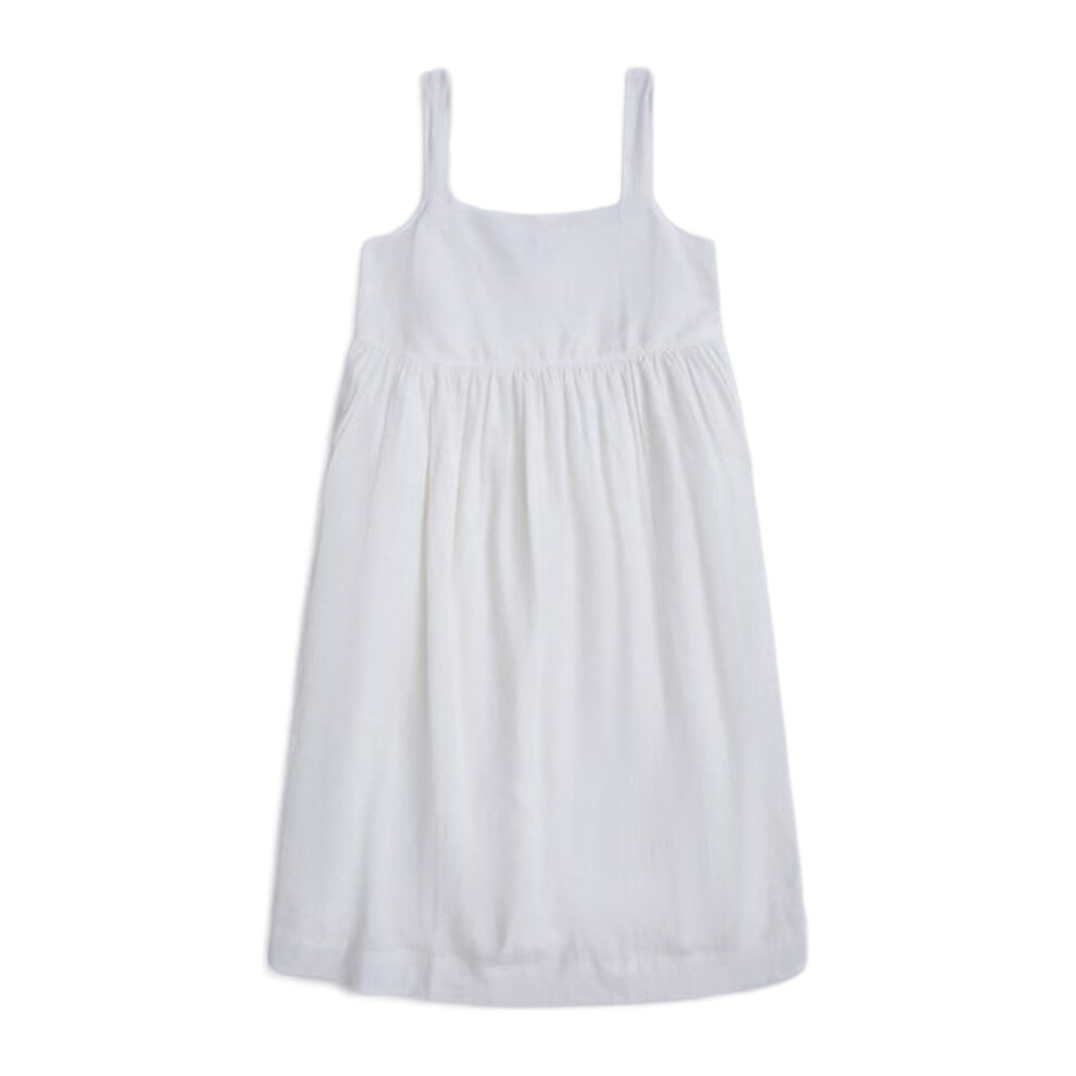 (6 UK, White) Animal Womens/Ladies Linen Midi Dress