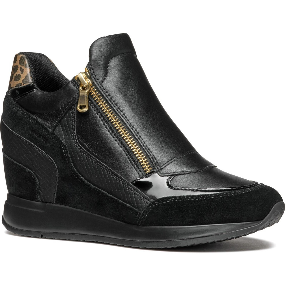 (6 UK, Black) Geox Womens/Ladies D Nydame A Wedge Leather Trainers