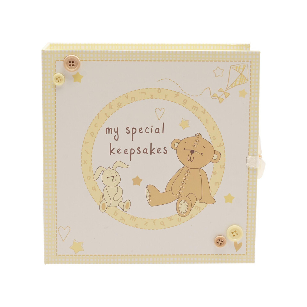 Button Corner Paperwrap Book Keepsake Box with Drawers
