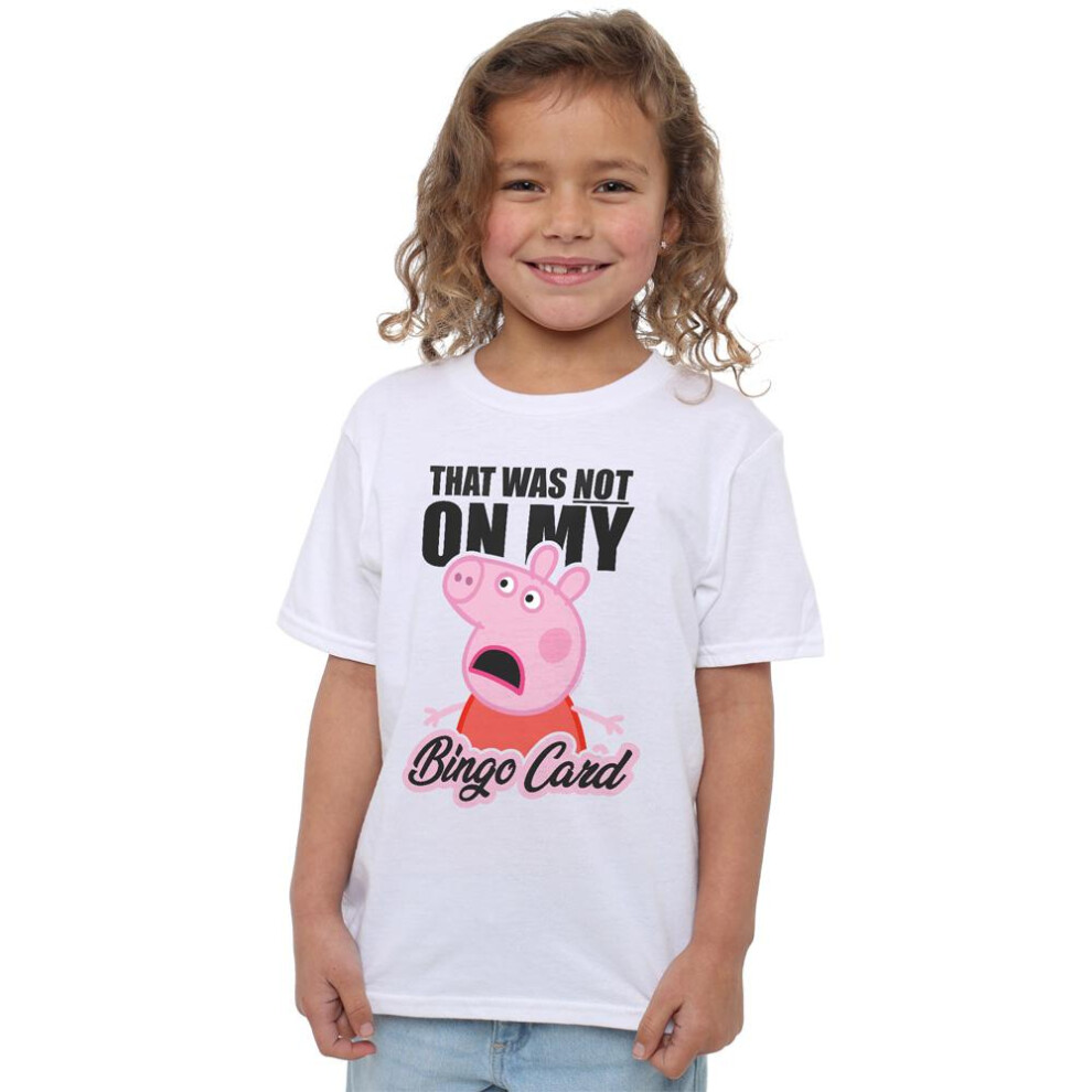 (7-8 Years, White) Peppa Pig Girls Bingo Card T-Shirt