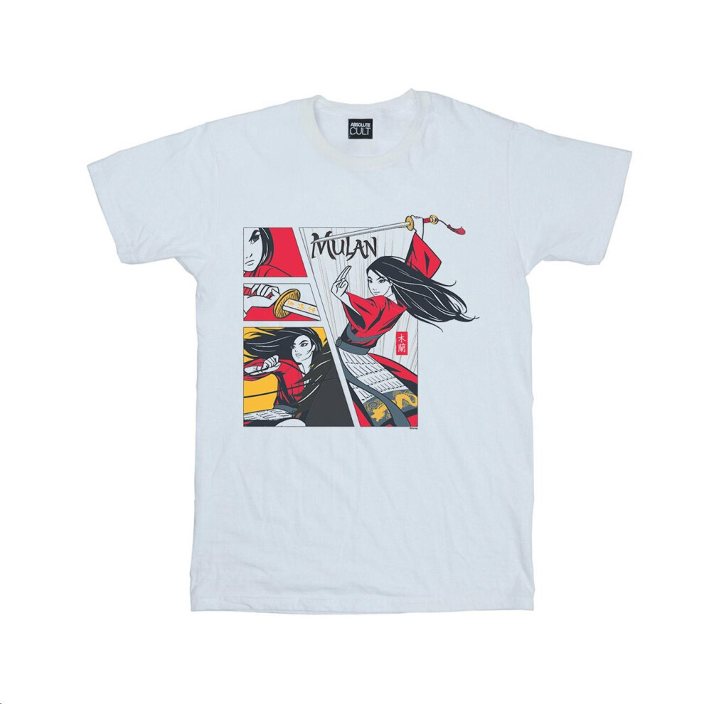 (4XL, White) Disney Mens Mulan Movie Comic Style T-Shirt