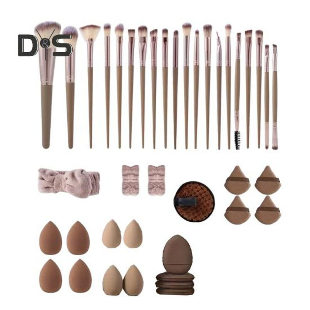 40pcs/set Makeup Tools Kit With Professional Powder Puff Makeup Sponge Headband Foundation Loose Powder Blush Eyeshadow Blending Cosmetic Brush