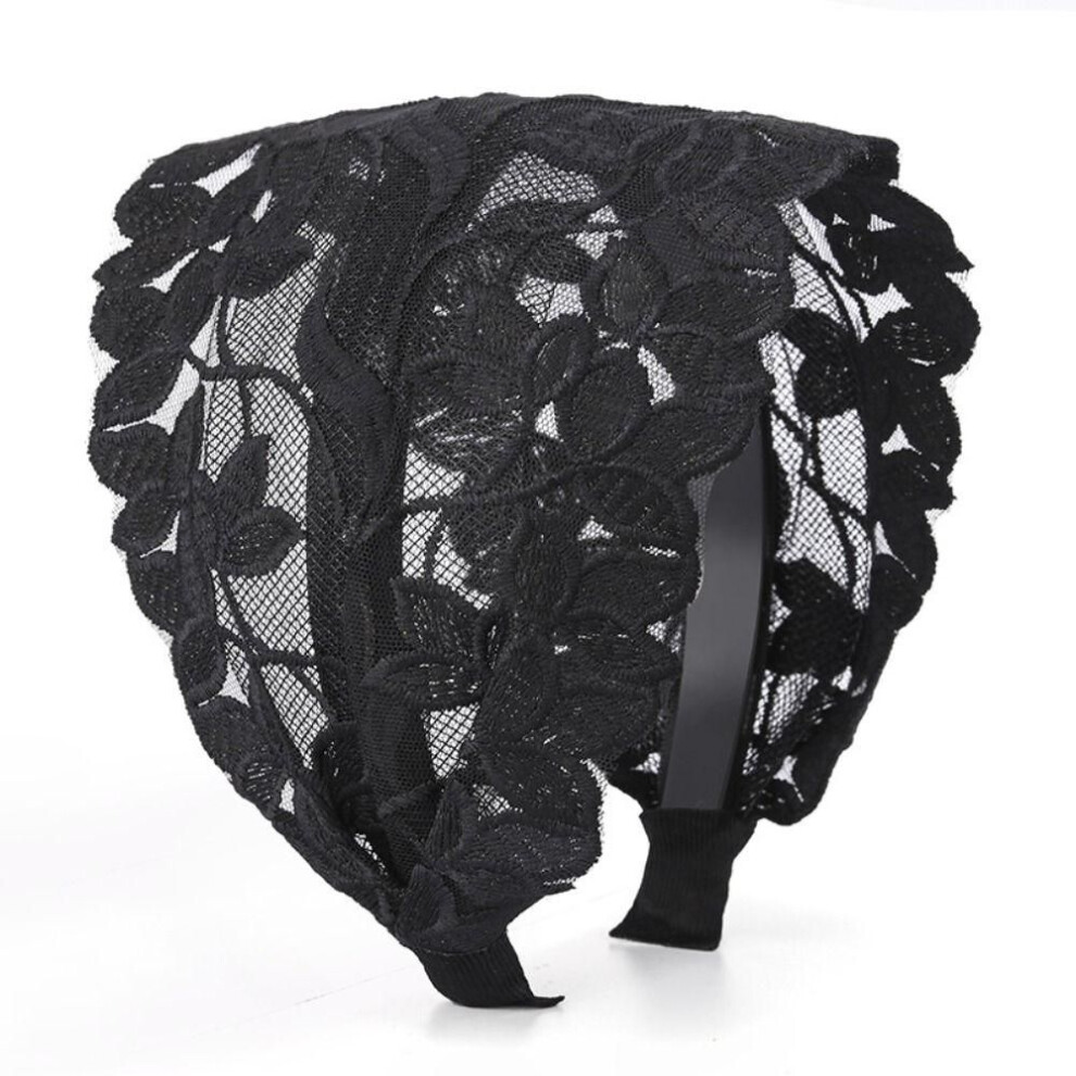 (black) Flower Mother Hair Hoop Embroidery Korean Head Wrap Elegant Lace Headband  Hair Decoration