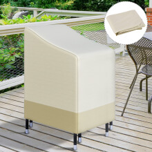 Outsunny 600D Oxford Chair Cover for Stacked Chairs, Waterproof, Wind-strap Buckles, Deep Fit 70-115H x 70L x 90W cm, Beige/Coffee | 26.985