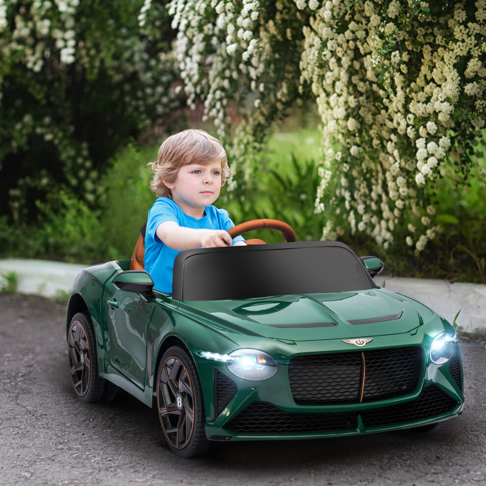 Homcom Green Bentley Bacalar Licensed 12V Kids Electric Ride On Car W/ Remote Control, Powered Electric Car W/ Portable Battery, For Kids Aged 3-5, - Image 4