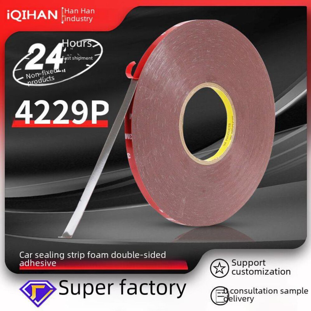 (10mm width*33m length) 3m 4229p Heat-resistant Double-sided Foam Tape For Car Glass Sealing