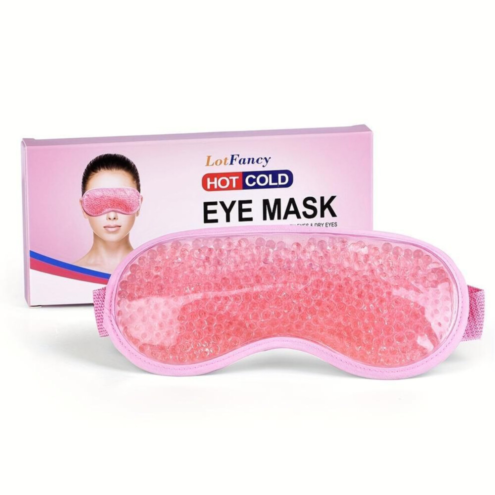 Gel Eye Mask, Hot Cold Therapy for Puffy Eyes, Dark Circles, Migraines, Headache Pain Relief, Adjustable Strap, Reusable, Soft Fabric Backing