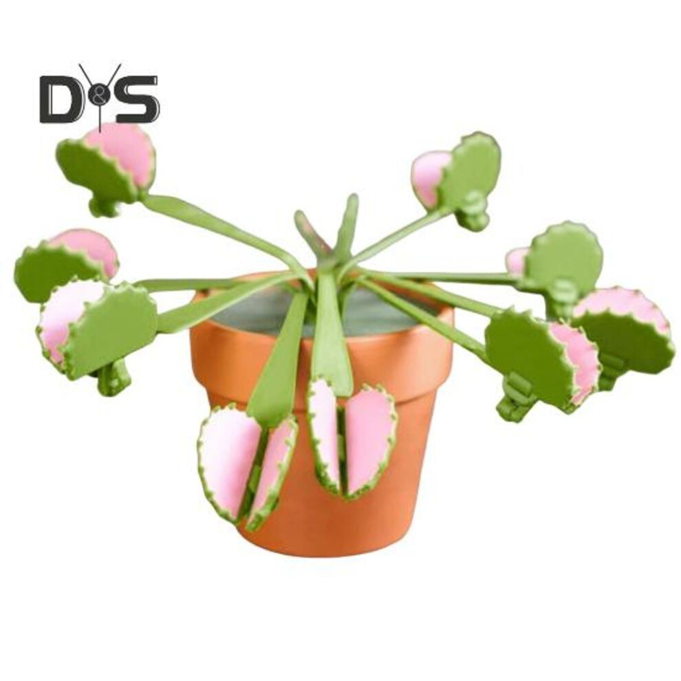 3D Printed Flytrap Ornament with Snack Chip Food Storage Bag Clip Multi-purpose Fake Potted Flytrap Plants Home Office Desktop Decoration