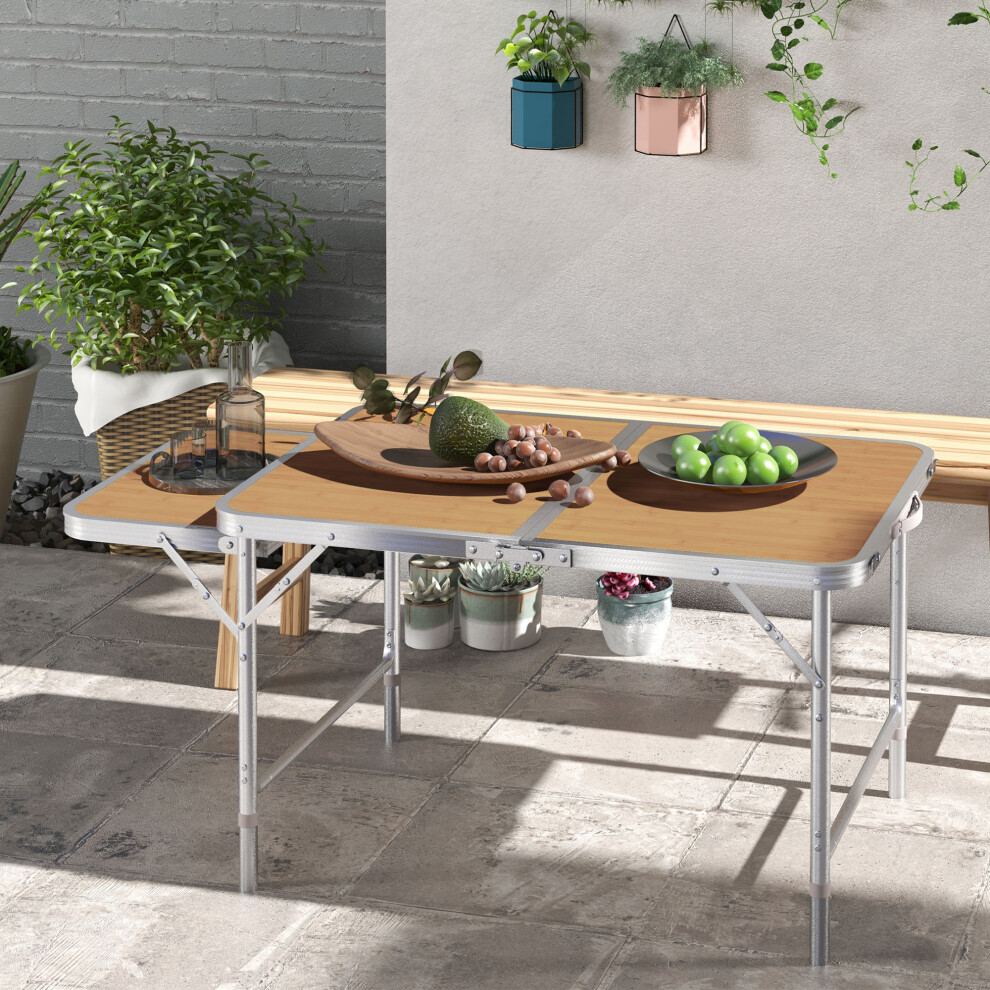 Outsunny 3Ft Aluminium Picnic Table W/Side Desktop Outdoor Bbq Party Portable
