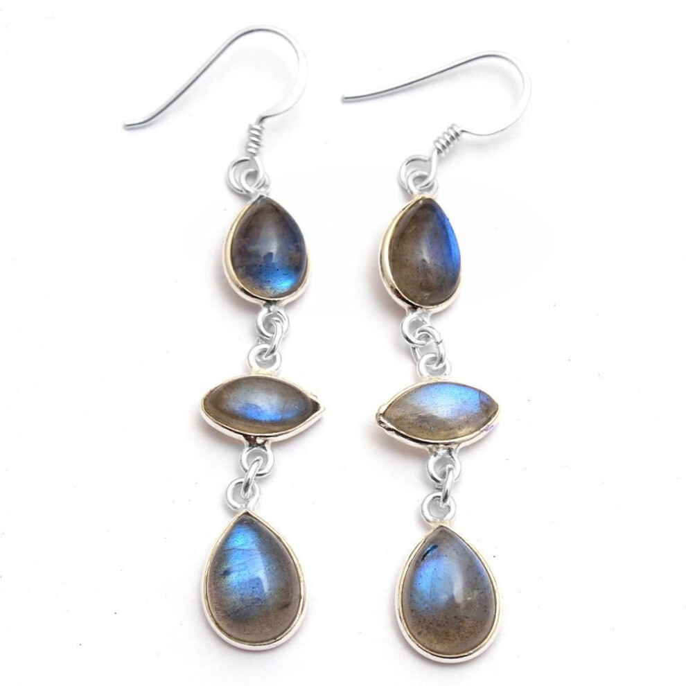 (blue) Labradorite, Moonstone Silver Earring, Silver Charm Jewelry, Dangle Earring, 925 Sterling Silver Handmade Jewelry