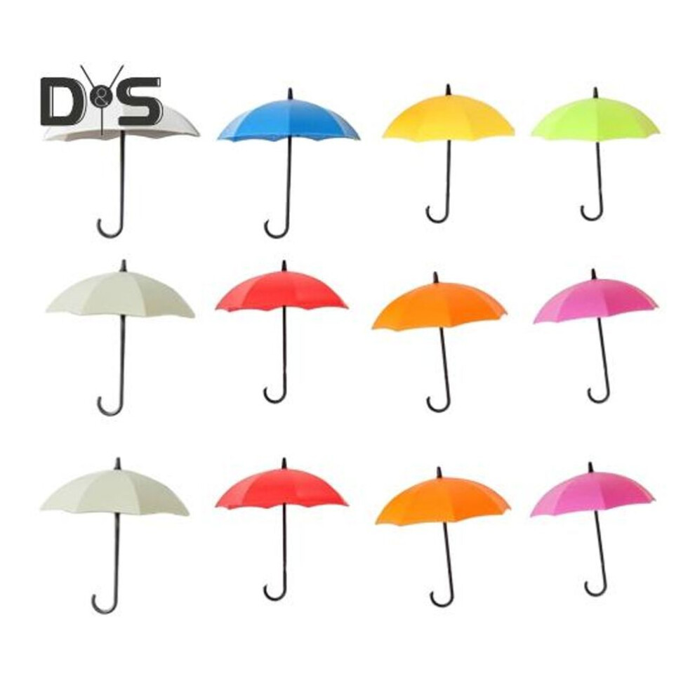 (as the picture, 12pcs) Umbrella Wall Hooks Purse Key Hangers Simple Installation Multi-Color Versatile 3D Adhesive Decorative Hanging Hooks