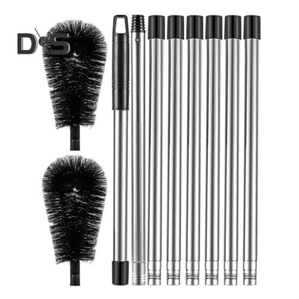 (black) Telescopic Gutter Cleaning Brush Gutter Cleaner Tool With 8 Detachable Telescopic Pole And 2 Cleaning Brushes