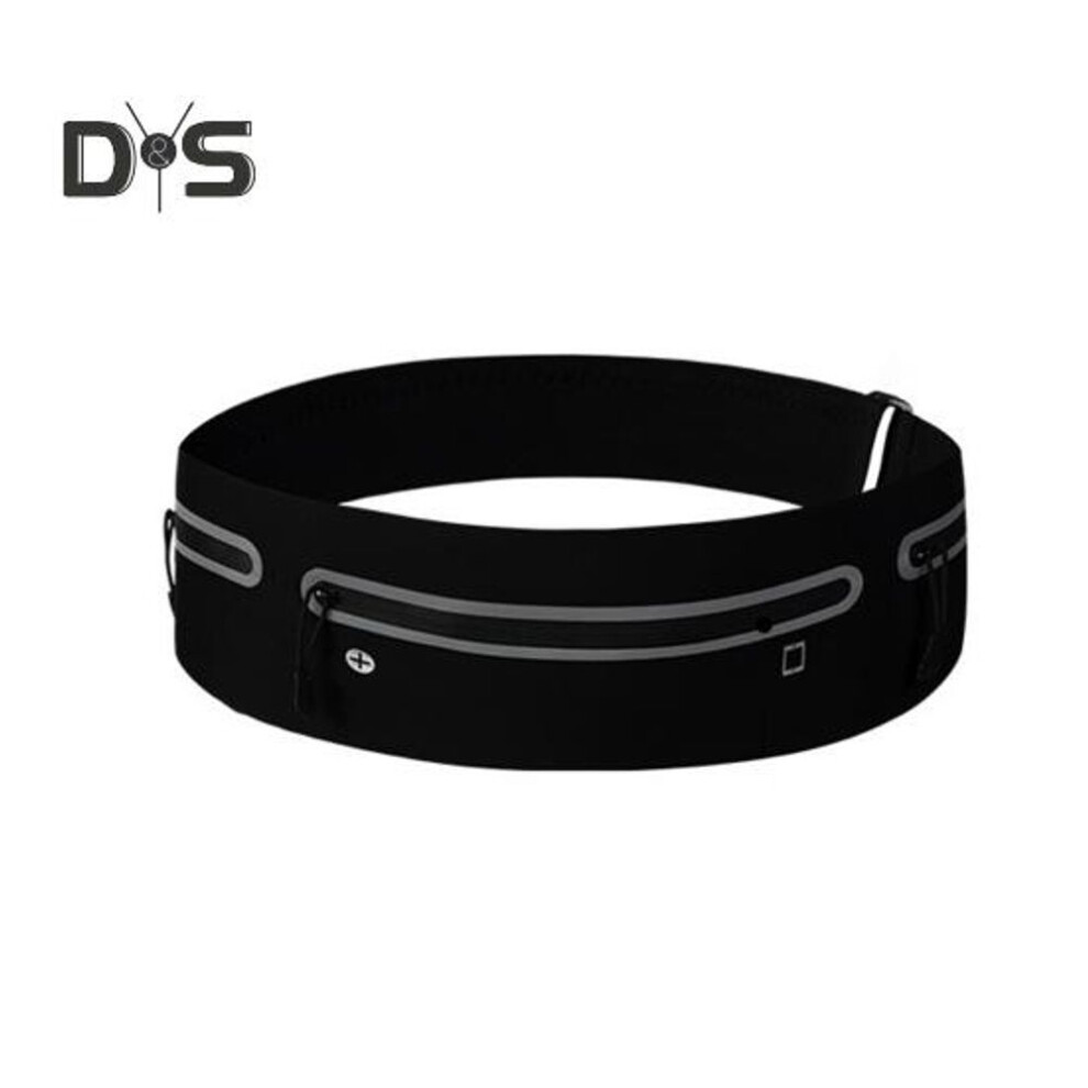 (black, L) Slim Running Belt Waterproof Fanny Pack Waist Band Bag Reflective Phone Holder Belt Pouch Sports Waist Pack for Hiking Cycling