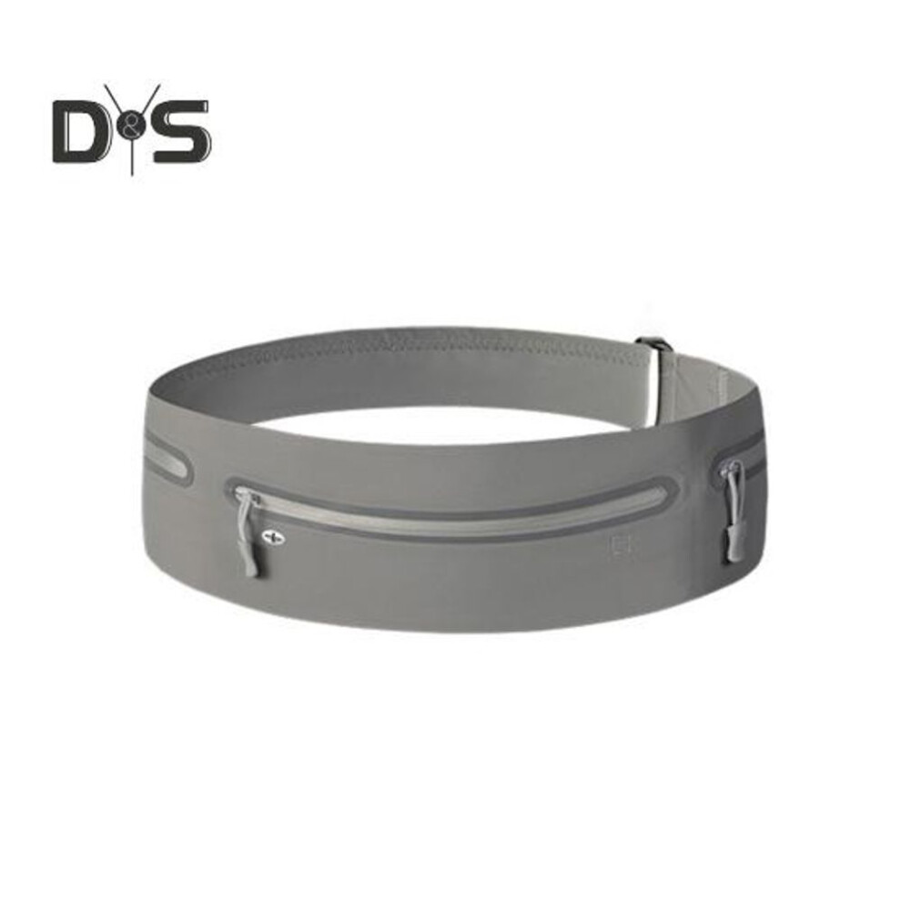 (grey, L) Slim Running Belt Waterproof Fanny Pack Waist Band Bag Reflective Phone Holder Belt Pouch Sports Waist Pack For Hiking Cycling