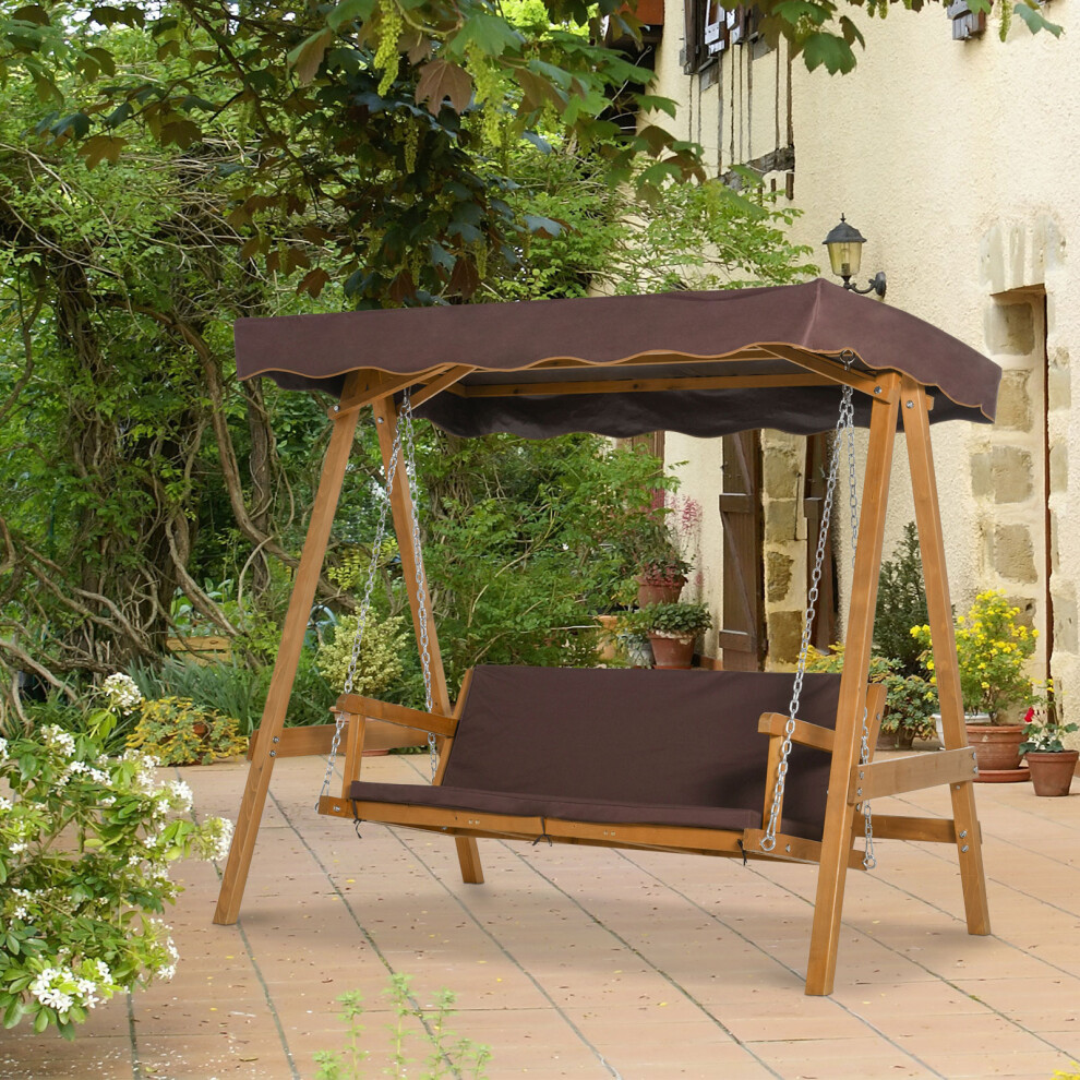 Outsunny 3 Seater Outdoor Garden Swing Chair W/ Canopy Removable Cushion Patio
