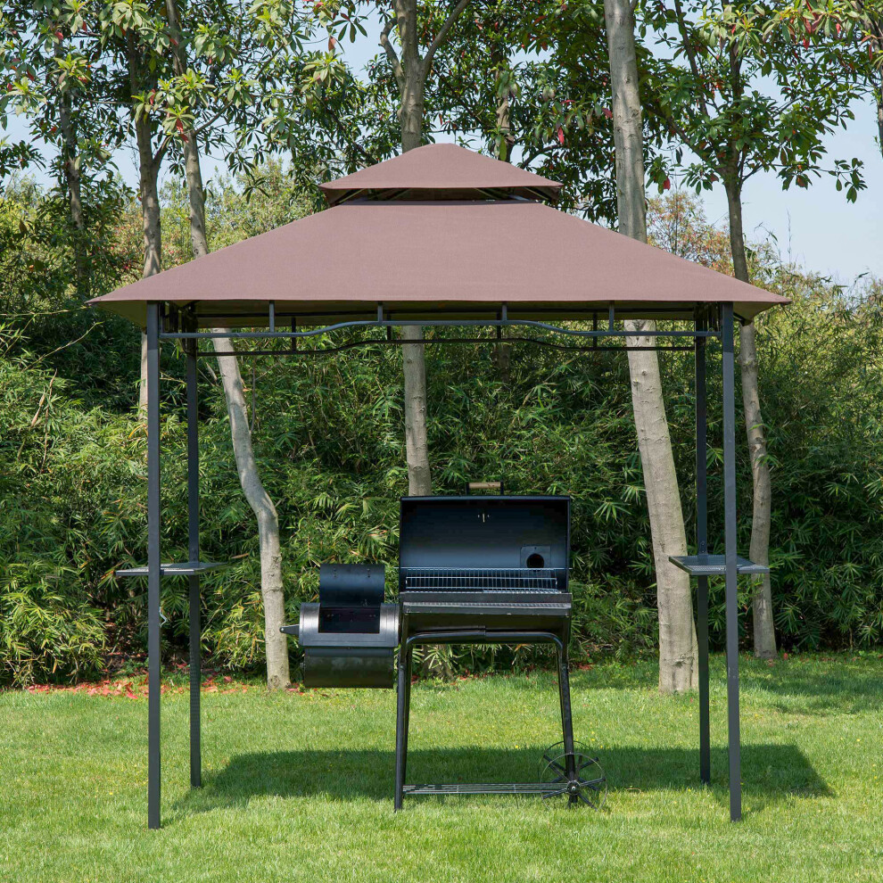 Outsunny Outdoor Double-Tier Bbq Gazebo Shelter Grill Canopy Barbecue Tent