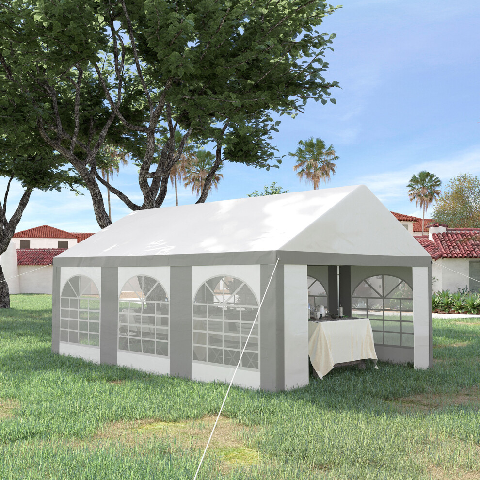 Outsunny 6 X 4M Party Tent, Marquee Gazebo With Sides, Windows And Double Doors