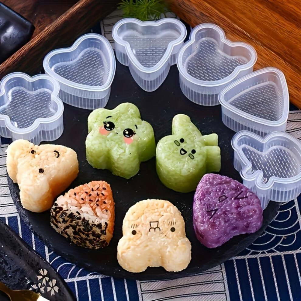 5piece Cartoon Sushi & Onigiri Mold Set, Uncharged Rice & Vegetable Roll Maker, Diy Triangle Rice Ball Press, Bento Lunch Mould Kit