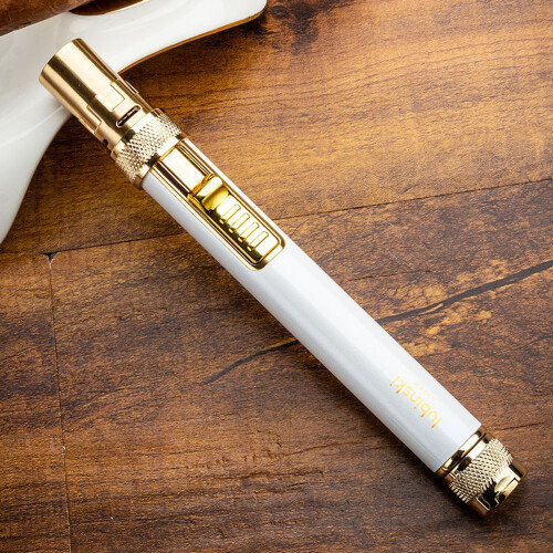 (White) Rubinski Cigar Tools Suit Direct Punch Lighter Double Blade Scissors Ceramic Ashtray Portable Combination Gift Box 1