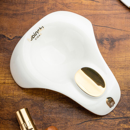 (White) Rubinski Cigar Tools Suit Direct Punch Lighter Double Blade Scissors Ceramic Ashtray Portable Combination Gift Box 2