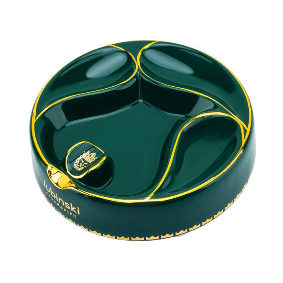 Yeuligo Green/Gold () Lubinski Cigar Pipe Ashtray Round Painting Multi-Functional Large Capacity Ceramic Ashtray Lubinski