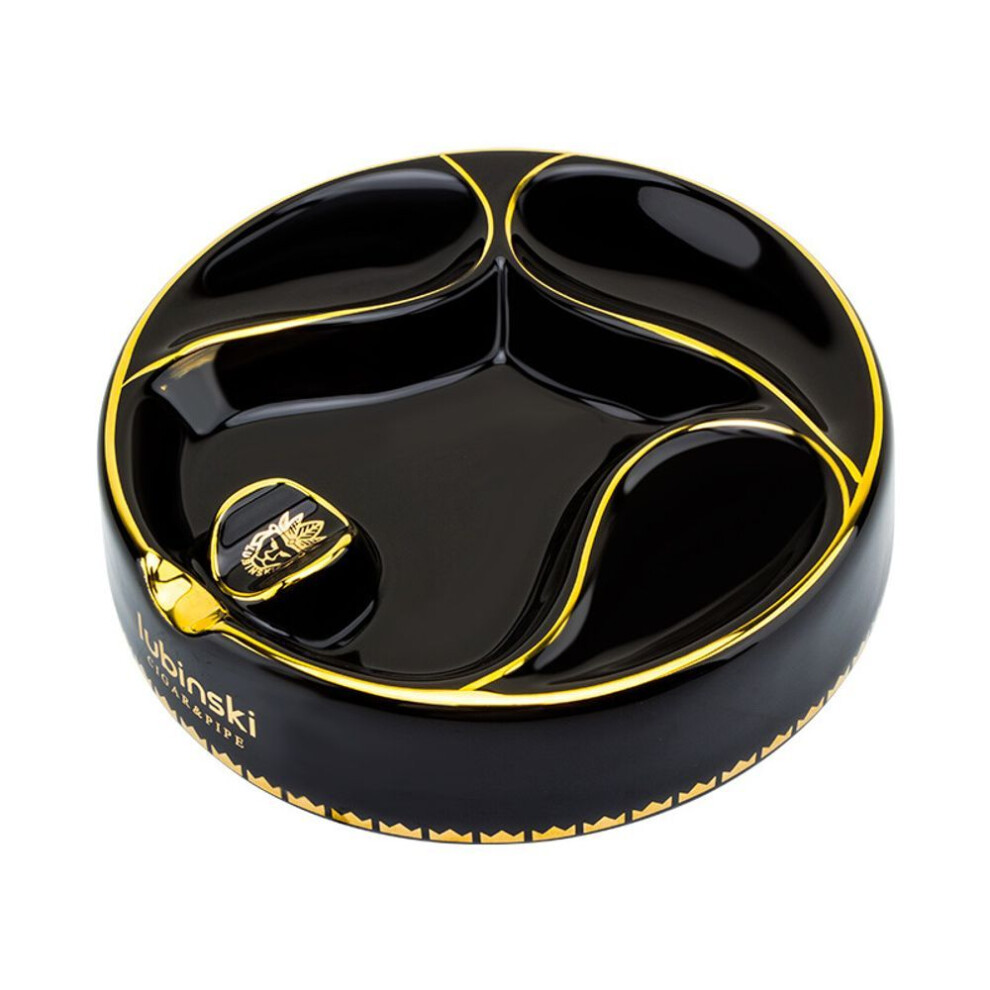 Yeuligo Black/Gold () Lubinski Cigar Pipe Ashtray Round Painting Multi-Functional Large Capacity Ceramic Ashtray Lubinski