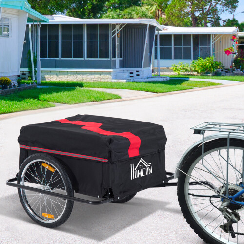 Homcom Aosom Elite Two-Wheel Bicycle Large Cargo Wagon Trailer with Folding Storage