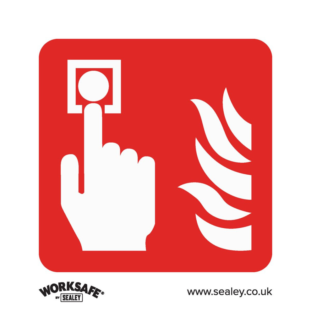 Sealey Worksafe&reg; Fire Alarm Symbol Safety Sign, Self-Adhesive Vinyl - Pack of 10 SS31V10-image-OPC-PH8X7TM-NEW